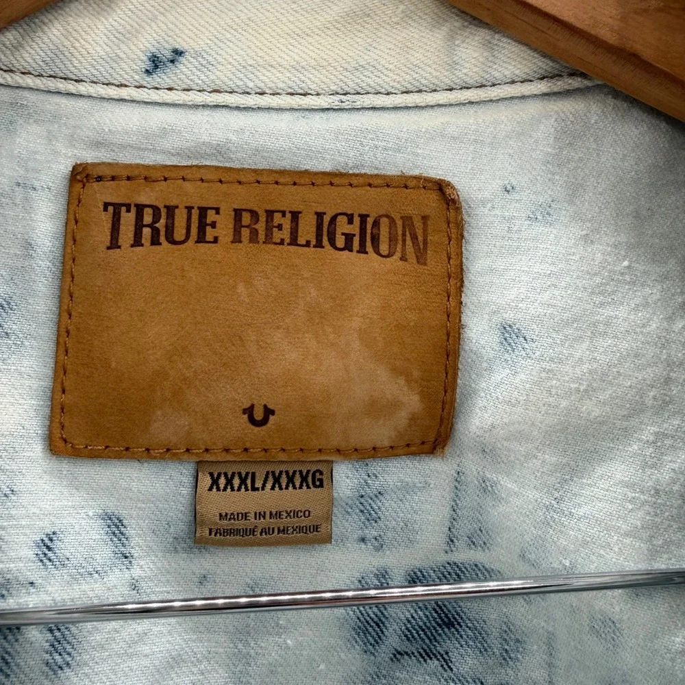 True Religion Mens Distressed Tie Dye Denim Vest XXXL 3XL 1/2 Jimmy Grunge Y2K